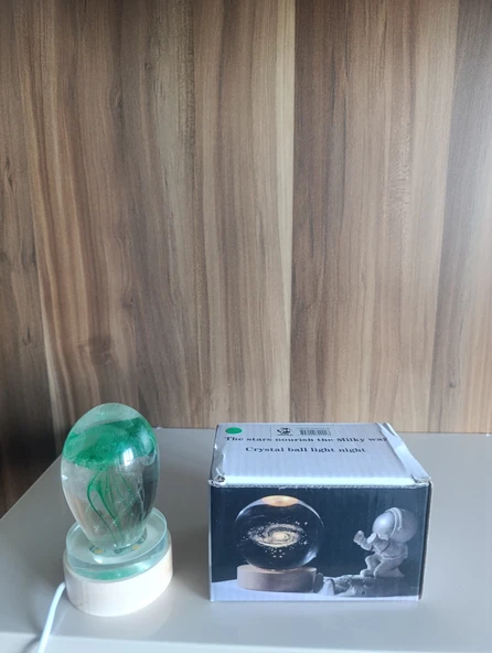 Ahşap altlıklı ışıklı küre - Resim 8