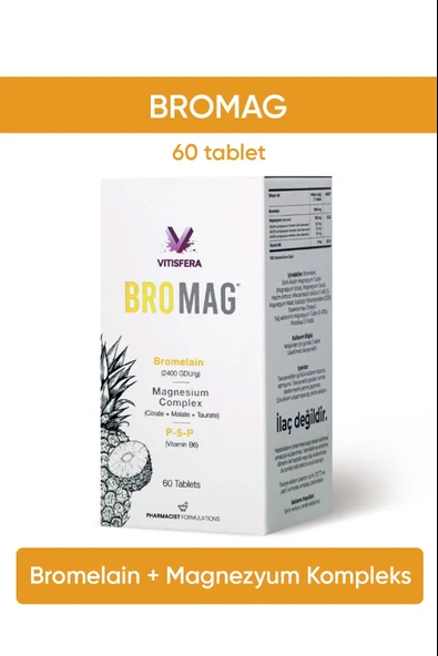 VİTİSFERA Bromag Bromelain-magnezyum Kompleks-vitamin B6 60 Tablet ürün görseli 1