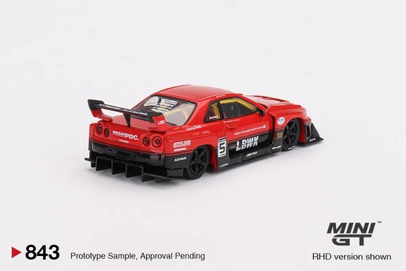 Mini GT Nissan LB-ER34 Super Silhouette SKYLINE Red/Black 843 - Resim 2