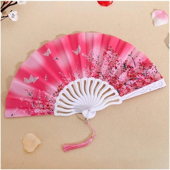 Beluga Yelpaze Şık Fuşya Erik Çiçeği Yelpaze 260044