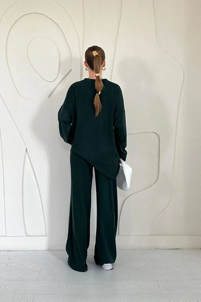 Zümrüt Klasik Fitilli Kazak Ve Pantolon Takım - 3