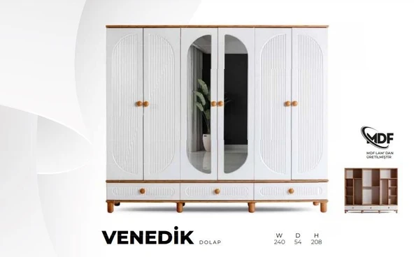 VENEDİK MDF 6 KAPILI DOLAP