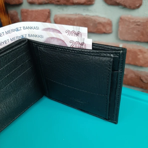 Hakiki Deri Erkek Bozuk Para Gözlü Siyah Cüzdan gvn-0119 - 2
