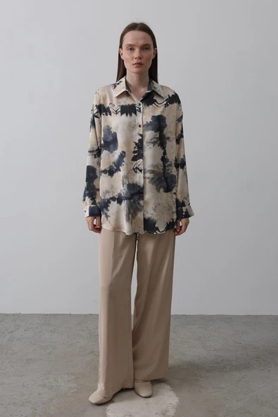 Baskılı Gömlek - Lacivert - Resim 2