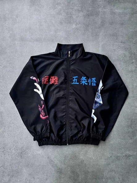 Fermuarlı Dijital Baskılı Rüzgarlık - Siyah - 2