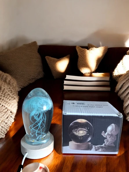 Ahşap altlıklı ışıklı küre - Resim 6