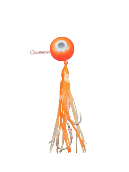 S.F. Melek Gözü Jig 120g Turuncu UV - 0/2 No Paslanmaz İğne - Turuncu Glow Saçak ürün görseli