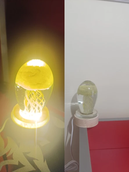 Ahşap altlıklı ışıklı küre - Resim 3