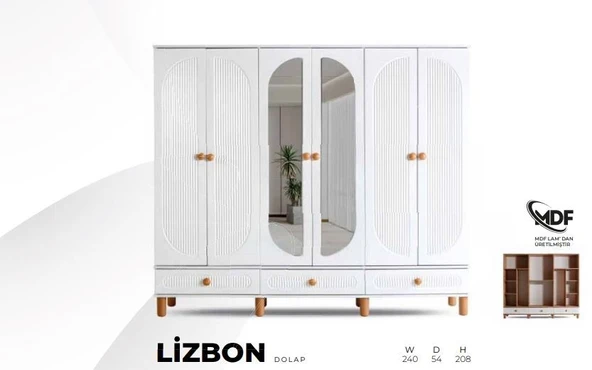 LİZBON MDF 6 KAPILI DOLAP