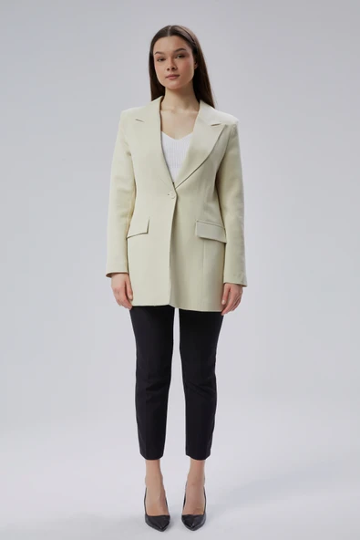 Bej Kruvaze Uzun Blazer Ceket - 9