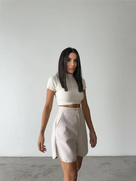 KAŞE KISA ŞORT - Taş - Resim 2