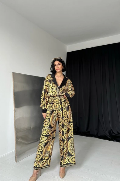 Sarı Gömlek Ve Baskılı Pantolon Takım - 2