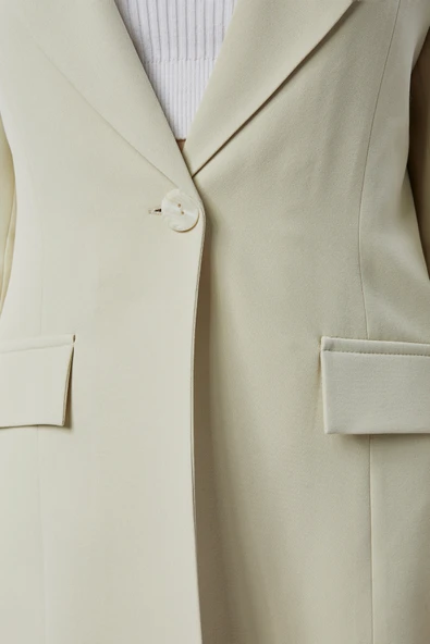 Bej Kruvaze Uzun Blazer Ceket - 3