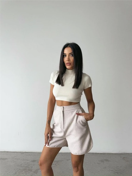 KAŞE KISA ŞORT - Taş - Resim 3