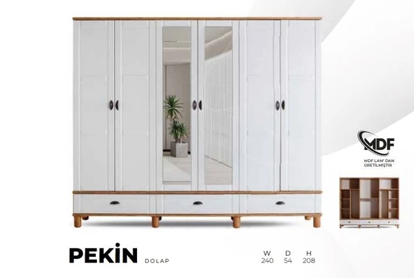 PEKİN MDF 6 KAPILI DOLAP