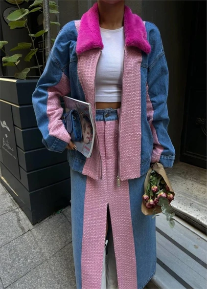 CHANEL GARNİLİ KOT MONT - Fuşya - 2