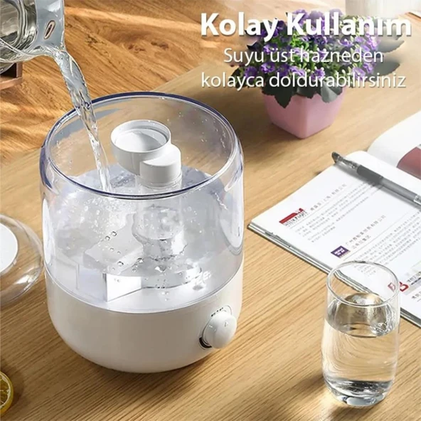 Polham 2.5 Litre Ultra Sessiz Koku, Esans Eklenebilir Hava Nemlendirici, Otomatik Kapanma Güvenlikli Nem Cihazı - 6