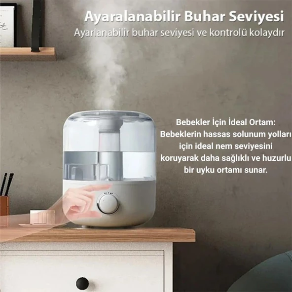 Polham 2.5 Litre Ultra Sessiz Koku, Esans Eklenebilir Hava Nemlendirici, Otomatik Kapanma Güvenlikli Nem Cihazı - 5