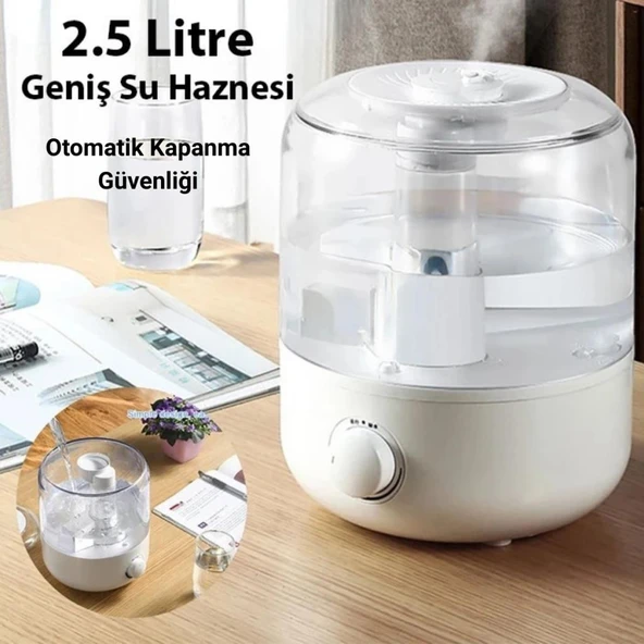 Polham 2.5 Litre Ultra Sessiz Koku, Esans Eklenebilir Hava Nemlendirici, Otomatik Kapanma Güvenlikli Nem Cihazı - 3