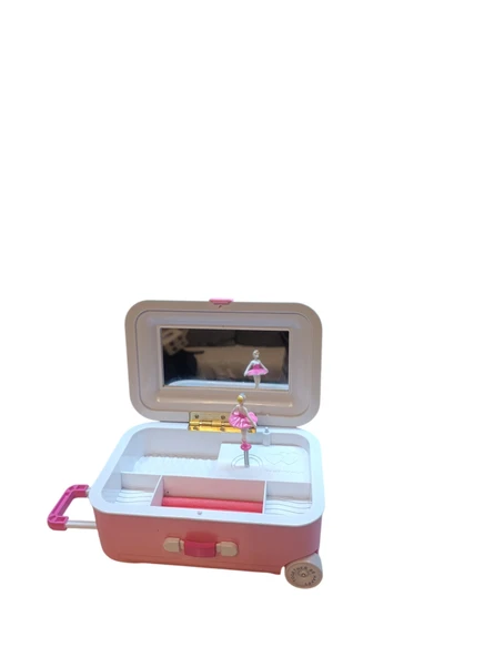 Hareketli  Balerinli Işıklı kurmalı Müzikli bavul  şekline Takı saklama  Kutusu - Resim 4