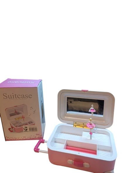 Hareketli  Balerinli Işıklı kurmalı Müzikli bavul  şekline Takı saklama  Kutusu - Resim 9