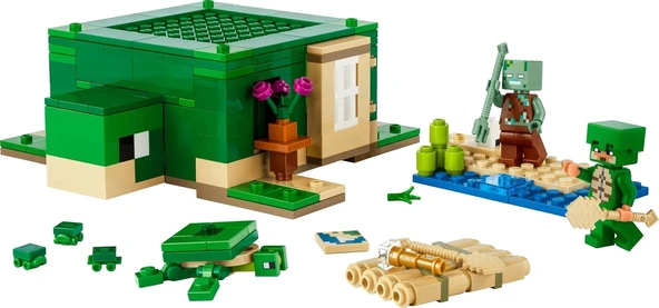 LEGO Minecraft Kaplumbağa Plaj Evi 21254-7 Yaş ve Üzeri Macera Oyunları Seven Çocuklar İçin 3 adet LEGO Minecraft Minifi - 2