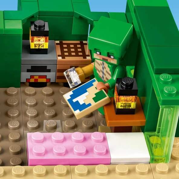 LEGO Minecraft Kaplumbağa Plaj Evi 21254-7 Yaş ve Üzeri Macera Oyunları Seven Çocuklar İçin 3 adet LEGO Minecraft Minifi - 3
