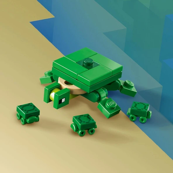 LEGO Minecraft Kaplumbağa Plaj Evi 21254-7 Yaş ve Üzeri Macera Oyunları Seven Çocuklar İçin 3 adet LEGO Minecraft Minifi - 4