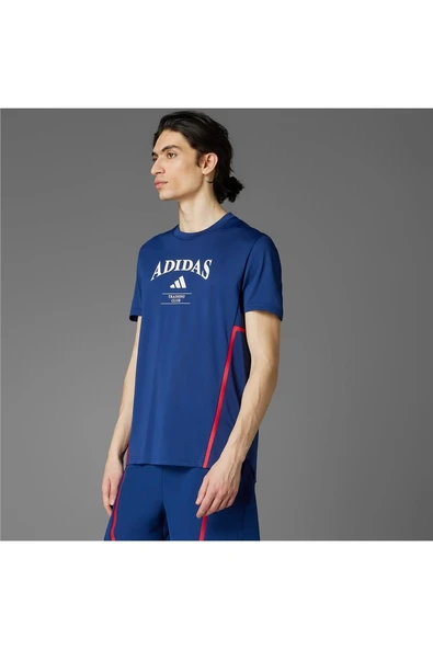 adidas Erkek  Mavi  T-shirt D4T HERITAGE TEE Mavi JI6353 - Resim 10