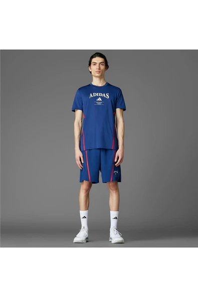 adidas Erkek  Mavi  T-shirt D4T HERITAGE TEE Mavi JI6353 - Resim 6