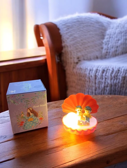 istiridye tasarım ışıklı (inci sevgili)biblo - Resim 2