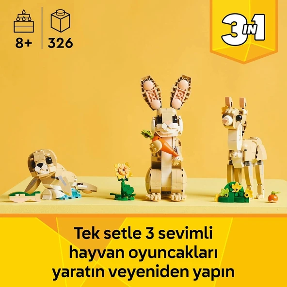 LEGO Creator 3’ü 1 Arada Sevimli Tavşan 31162-8 Yaş ve Üzeri Çocuklar için Lama ve Fok Figürüne Dönüşebilen Yaratıcı Oyu - 2