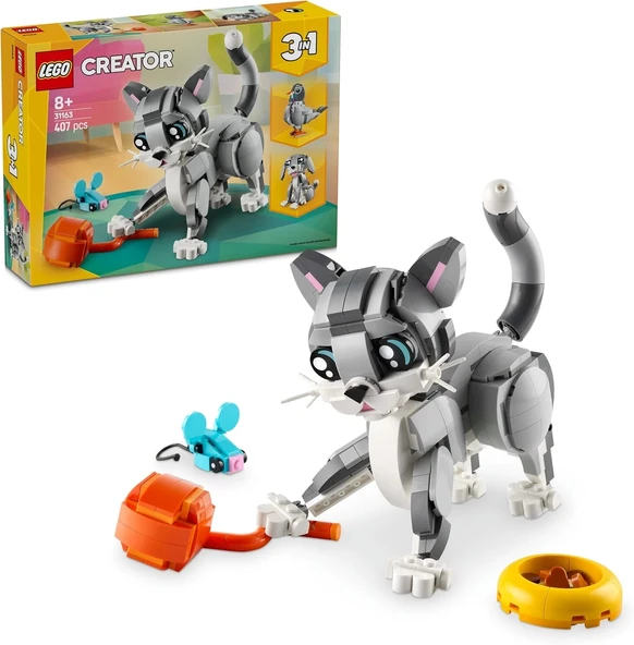 LEGO Creator 3’ü 1 Arada Oyunbaz Kedi 31163-8 Yaş ve Üzeri Çocuklar için Köpek veya Güvercin Figürüne Dönüşebilen Oyunca
