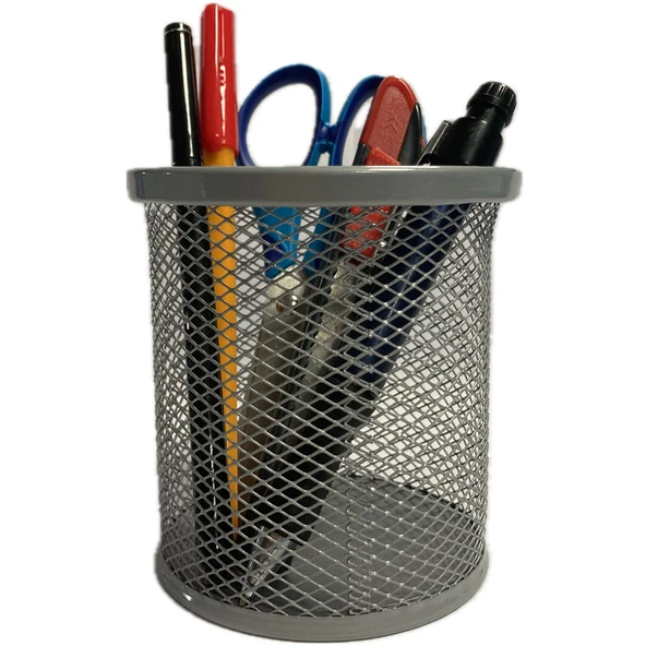 Bafix Kalemlik Metal Perforeli Silindir Silver BFX-MMK802G