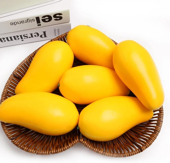 Nettenevime Yapay Meyve 6lı Paket Sarı Mango Fruit Tropik Meyve 12*7cm 1adet - 6