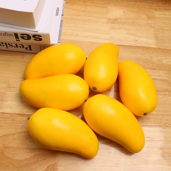 Nettenevime Yapay Meyve 6lı Paket Sarı Mango Fruit Tropik Meyve 12*7cm 1adet - 5