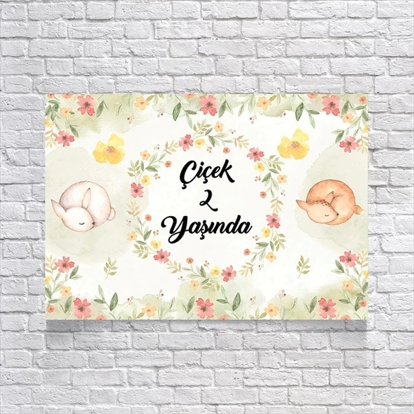 Çiçek Temalı Doğum Günü Afişi 100x150 Cm