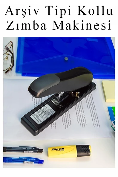 Büyük Boy Zımba Makinesi 1 Adet Arşiv Tipi Zımba Makinası 100 Sayfa Kapasite Zımba Teli Hediyeli Kollu Zımba Makinası - 4