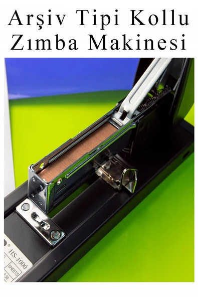 Büyük Boy Zımba Makinesi 1 Adet Arşiv Tipi Zımba Makinası 100 Sayfa Kapasite Zımba Teli Hediyeli Kollu Zımba Makinası - 2
