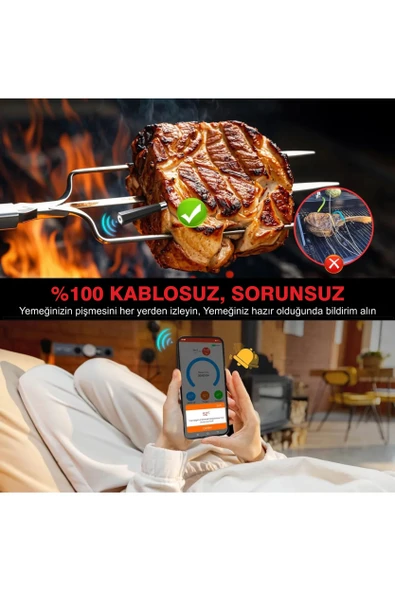 Fırında Ocakta Mangalda Düdüklüde Sıcakta Ateşte Yanmayan Seramik Et Yemek Termometresi Isı Ölçeri - 4