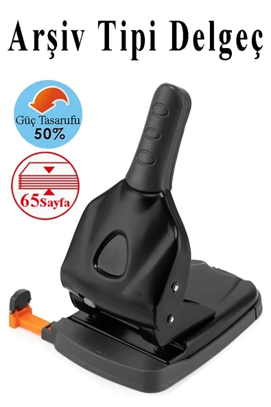 Büyük Delgeç 65 Yaprak Kapasiteli 1 Adet Arşiv Tipi Kollu Delgeç Metal Perfaratör Profesyonel Kağıt Delici Delgec