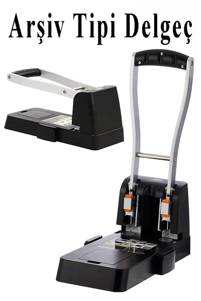 Büyük Delgeç 150 Yaprak Kapasiteli 1 Adet Arşiv Tipi Kollu Delgeç Metal Perfaratör Profesyonel Kağıt Delici Delgec - 2