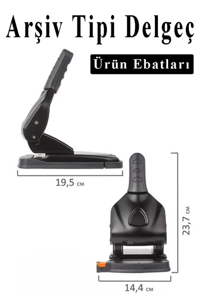 Büyük Delgeç 65 Yaprak Kapasiteli 1 Adet Arşiv Tipi Kollu Delgeç Metal Perfaratör Profesyonel Kağıt Delici Delgec - 2