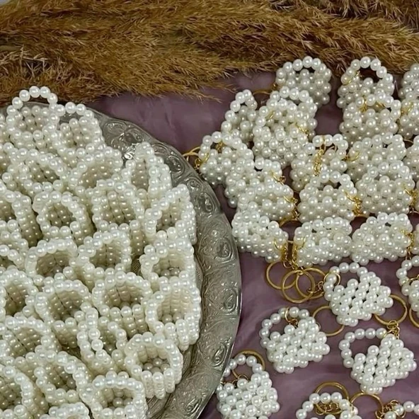 İnci Çanta Dağıtmalık 10 Adet Kına Düğün Nikah Hediyelik Nedime - 2
