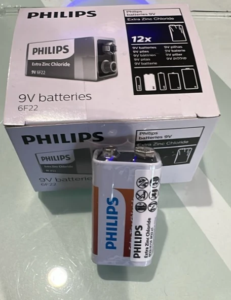 PHILIPS EXTRA ZINC CHLORIDE 6F22 9 VOLT PİL (12Lİ PAKET)