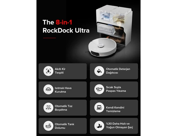 Roborock S8 Maxv Ultra Akıllı Robot Süpürge Beyaz - Resim 8