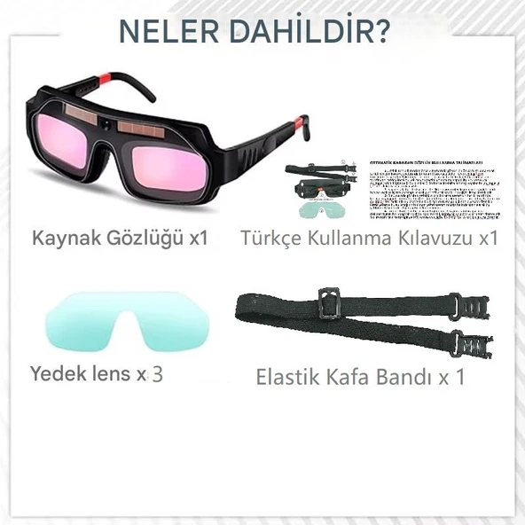 Yate10 Otomatik Kararan Kavisli Kaynak Gözlüğü + 3 Koruma Camı - 4