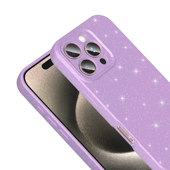 iPhone 16 Pro Max Kılıf Kamera Korumalı Simli Lüks Koton Kapak - Resim 7