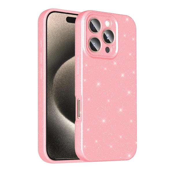 iPhone 16 Pro Max Kılıf Kamera Korumalı Simli Lüks Koton Kapak ürün görseli 1