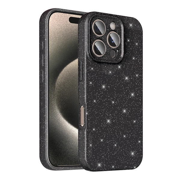 iPhone 16 Pro Max Kılıf Kamera Korumalı Simli Lüks Koton Kapak - Resim 12